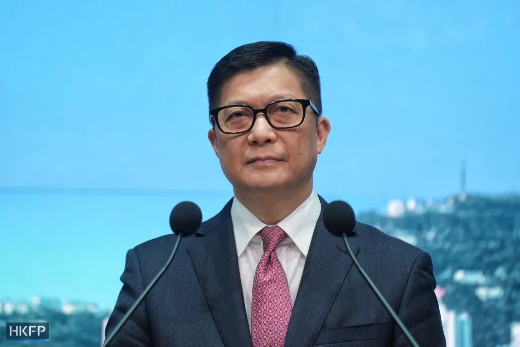 Secretary for Security Chris Tang meets the press on September 27, 2023. Photo: Kyle Lam/HKFP.