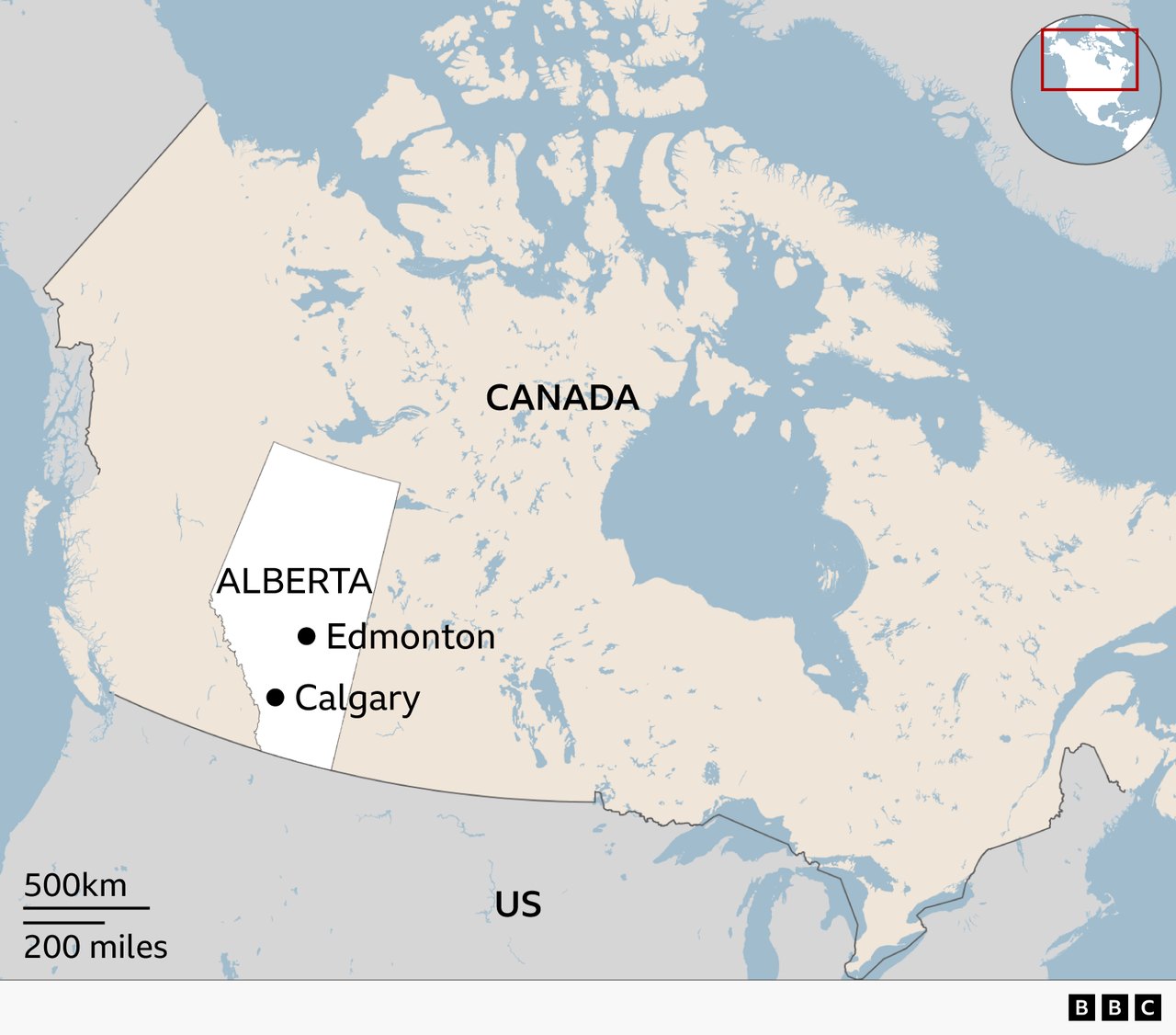 A map showing Alberta's location within Canada