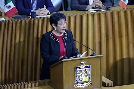 a woman at a podium