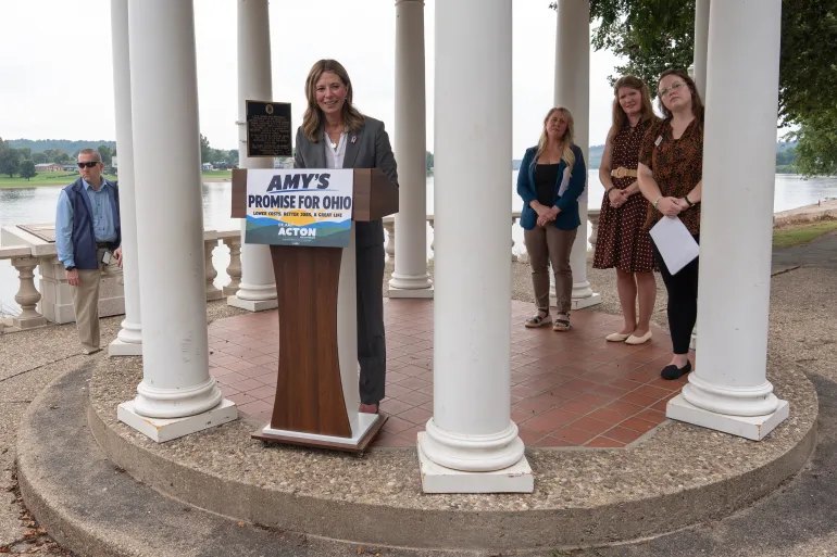Democratic gubernatorial candidate Amy Acton, second from left